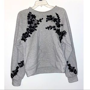 Grey Crewneck with Black Lace